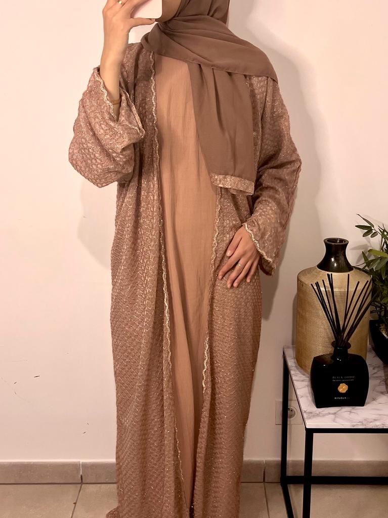 Abaya de Dubaï rose marron