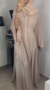 Abaya de Dubaï beige et satiné