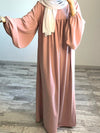 Abaya manches bouffantes rose