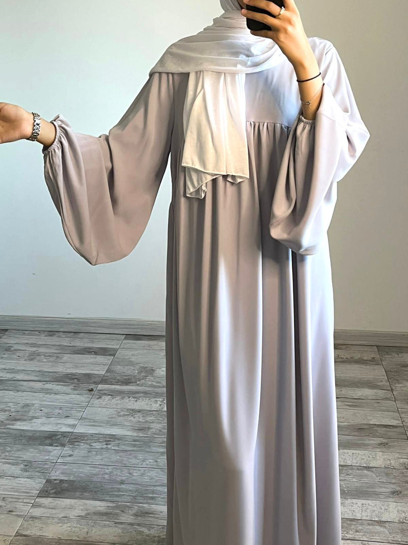 Abaya manches bouffantes bleu clair